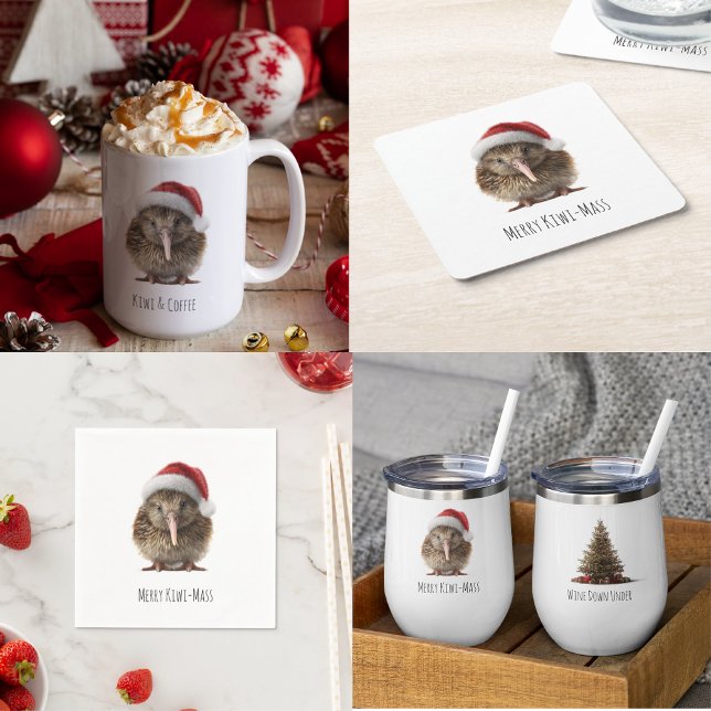 Cute Jul Kiwi, anpassningsbar Underlägg Papper Kvadrat (Skapare uppladdad)