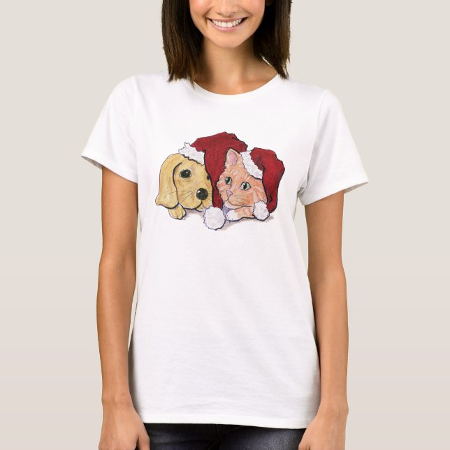 Cute jul Labrador Puppy och Orange Tabby Tee (Framsida)