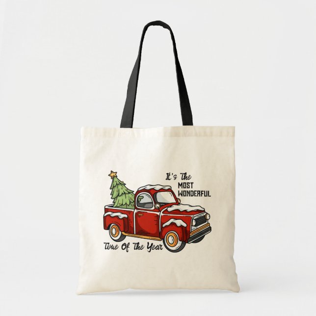 Cute jul Lastbil Tote Bag Tygkasse (Framsidan)