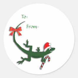 Cute jul Lizard Gift-etikett Stickers Runt Klistermärke
