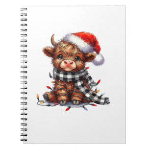 Cute jul Ljus Highland Cow Funny jul Anteckningsbok