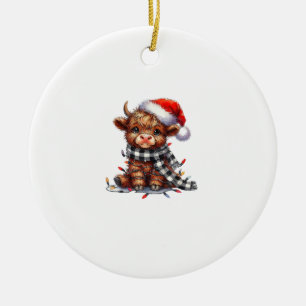 Cute jul Ljus Highland Cow Funny jul Julgransprydnad Keramik