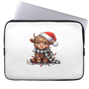 Cute jul Ljus Highland Cow Funny jul Laptop Fodral