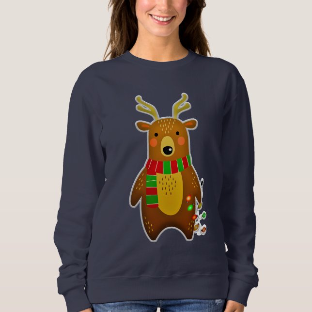 Cute jul Ljus Reindeer T Shirt (Framsida)