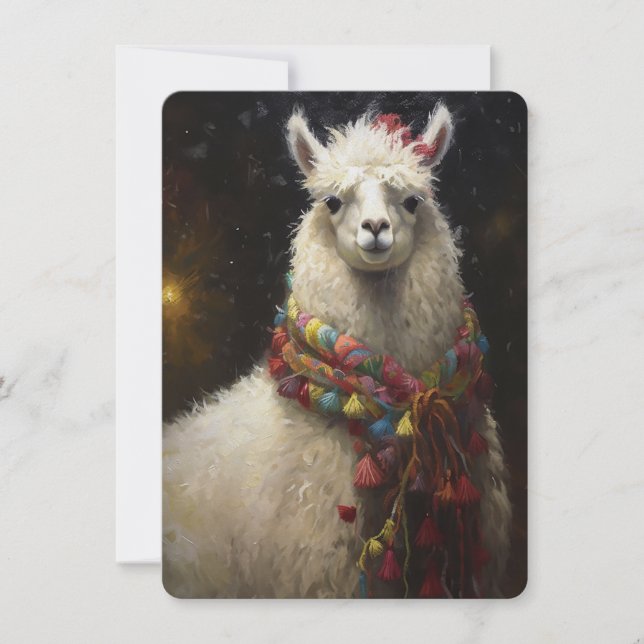 Cute jul Llama Julkort (Framsida)