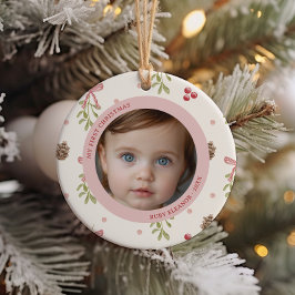 Cute jul Mönster - första julfoto Julgransprydnad Keramik