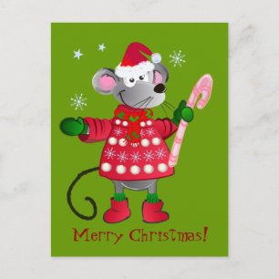 Cute Jul Mouse Helg Vykort