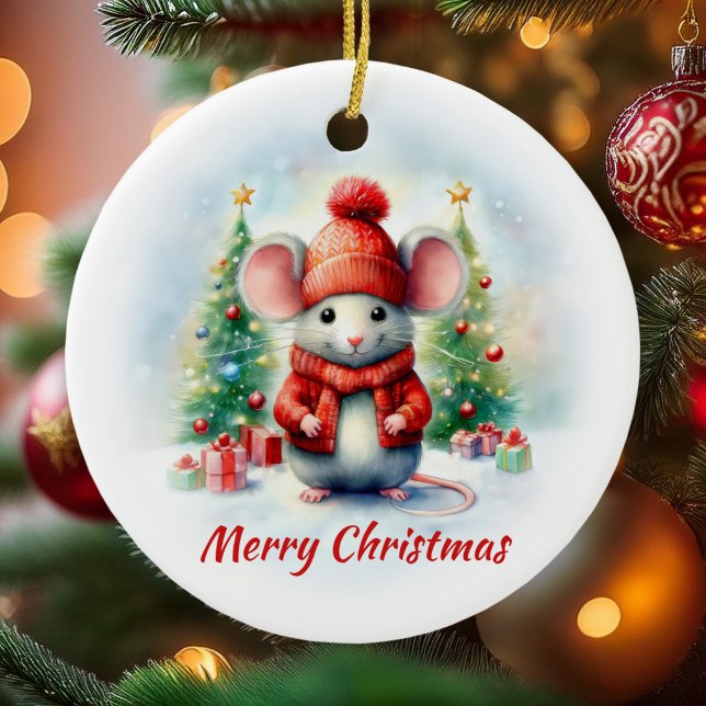 Cute Jul Mouse Julgransprydnad Keramik (Skapare uppladdad)