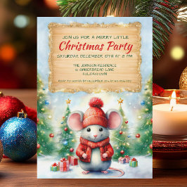 Cute Jul Mouse Party Inbjudningar