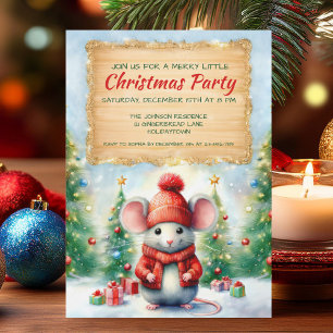 Cute Jul Mouse Party Inbjudningar