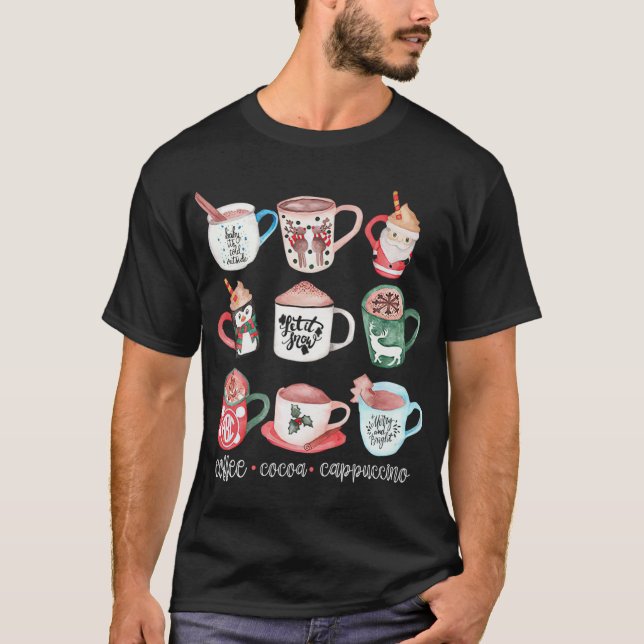 Cute Jul Mugg Drink Hett Cocoa Coffe C T Shirt (Framsida)