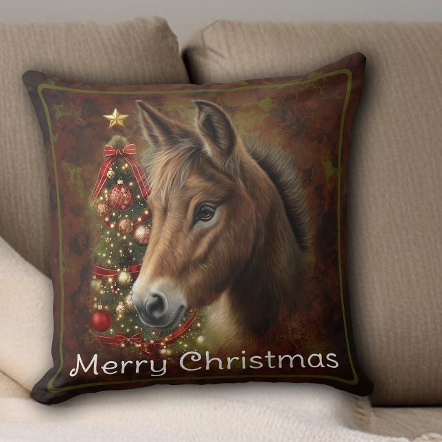 Cute jul Mule Helgdag Decor Kudde (Cute Christmas Mule Holiday Decor Custom Throw Pillow)