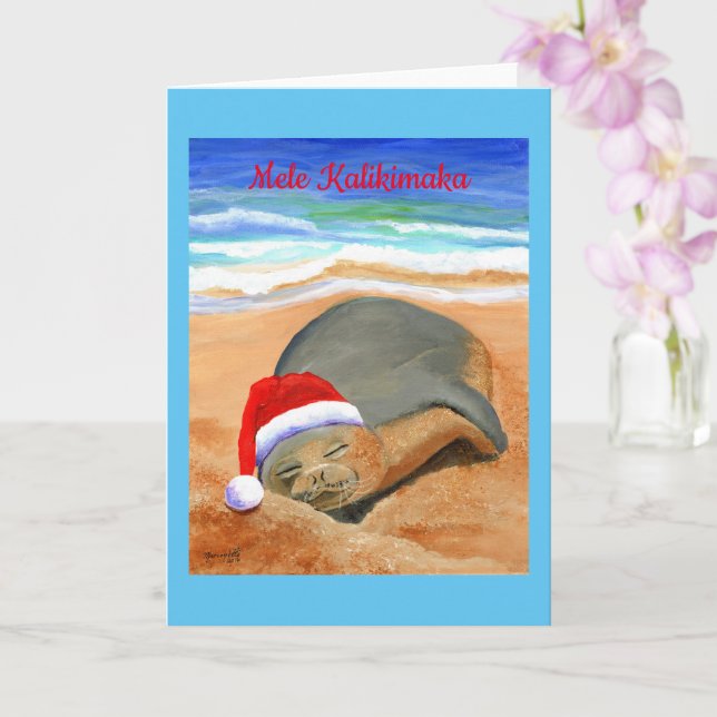Cute jul Munk Seal Mele Kalikimaka Kort (Orkide)