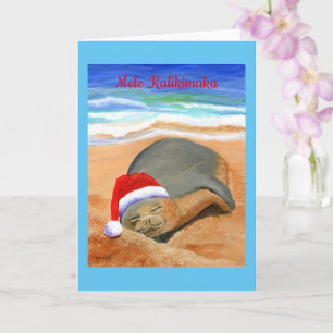 Cute jul Munk Seal Mele Kalikimaka Kort