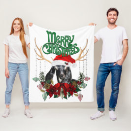 Cute jul Nubian Goat med Antlers och Wandan Fleecefilt