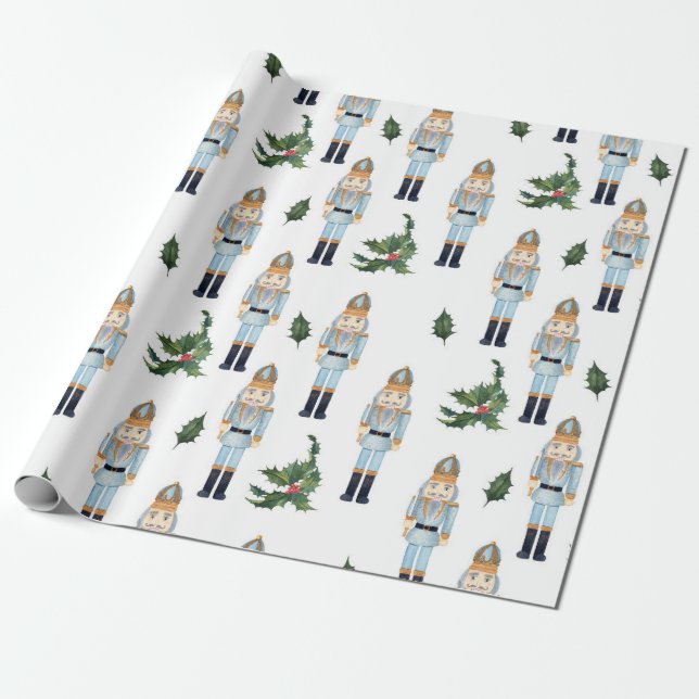 Cute Jul Nutcracker Presentpapper (Utrullad)