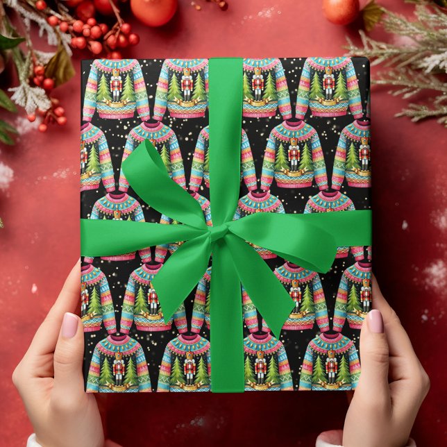 Cute Jul Nutcracker Ugly Jul Sweater Presentpapper (Skapare uppladdad)
