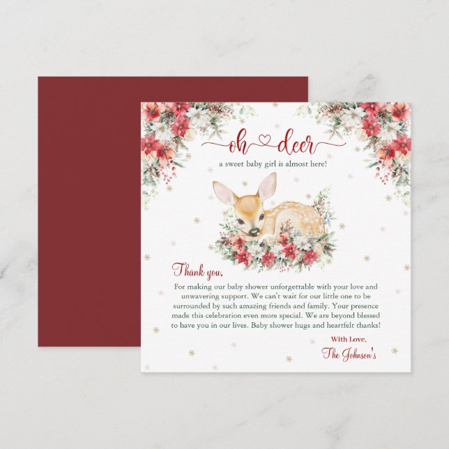 Cute jul Oh Hjort Baby Shower Tack (Fram/baksida)