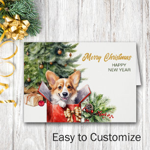 Cute Jul-överraskning Corgi Gift Hund Hälsningskort