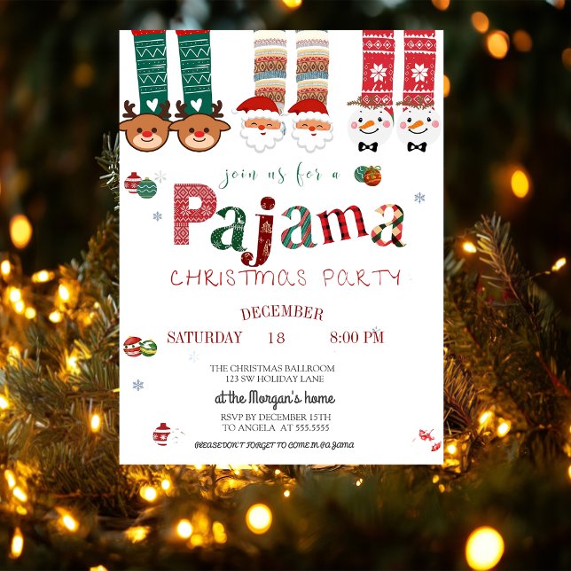 Cute jul Pajama Party Inbjudningar (Skapare uppladdad)