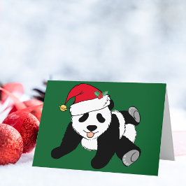 Cute Jul Panda Bear Santa Hat-Helgdag kort
