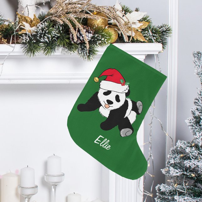 Cute Jul Panda Bear Stor Julstrumpa (Skapare uppladdad)