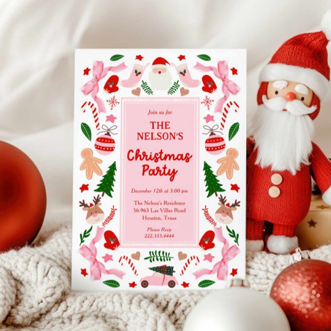 Cute jul Party Inbjudningar (Fun Colorful Christmas Party Invitation)