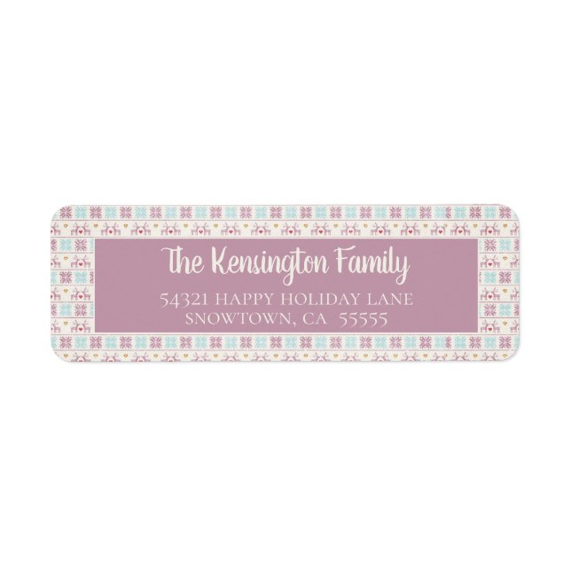 Cute jul Pastel Sweater Mönster Returadress Etikett (Framsidan)