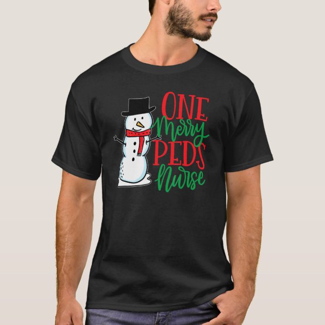 Cute Jul Peds Nurse Pediatriska Snögubbe Nursi T Shirt (Framsida)