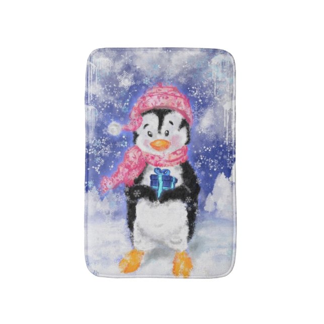 Cute jul Penguin Bath Mat Badrumsmatta (Framsidan (Vertikal))