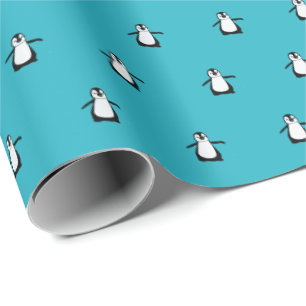Cute jul Penguin Blue Winter Presentpapper