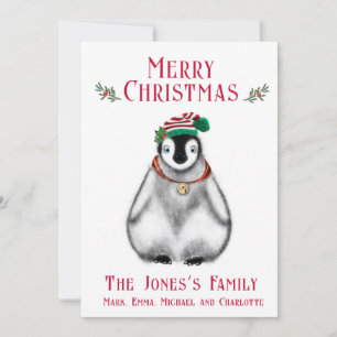 Cute Jul Penguin, frilevande arktiskt djur Julkort