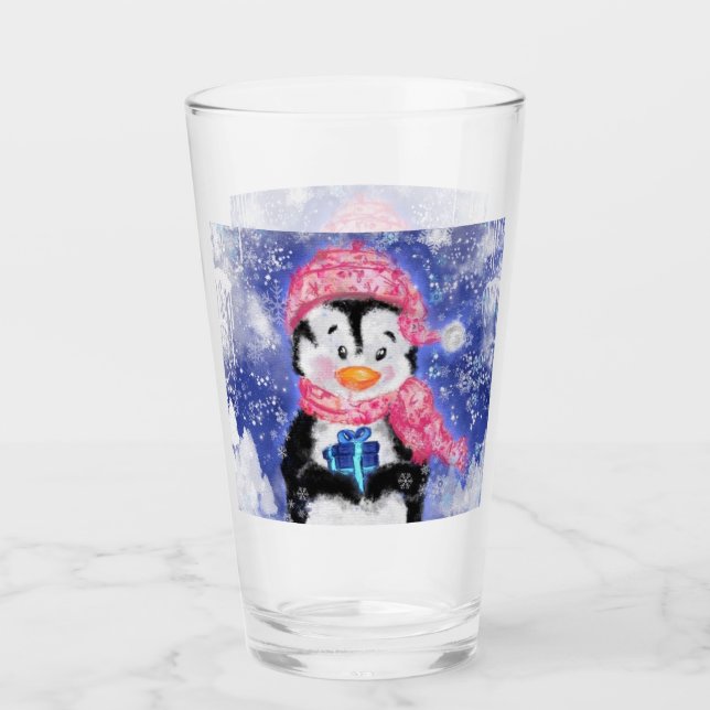 Cute jul Penguin Glass Glaskopp (Framsida)