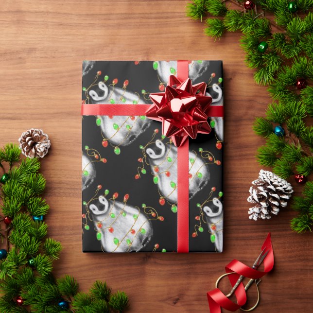 Cute Jul Penguin helgdag fuskar med vinkljus Presentpapper (Julgåva)