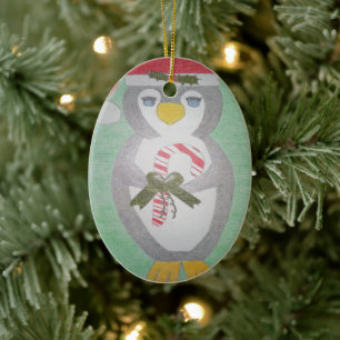 Cute jul Penguin Julgransprydnad Keramik