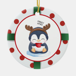 Cute jul Penguin Julgransprydnad Keramik