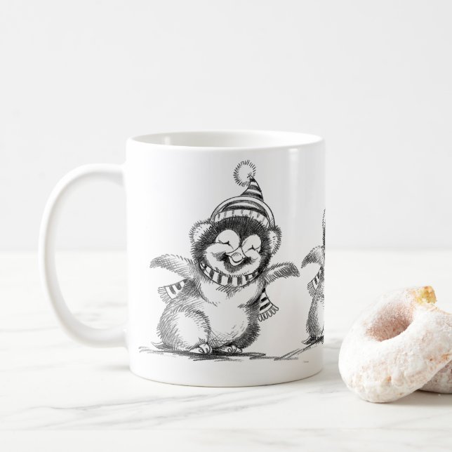 Cute Jul Penguin, Lycklig Baby Bird Kaffemugg (Med munk)