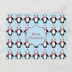 Cute jul Penguin med julhatt Helg Vykort