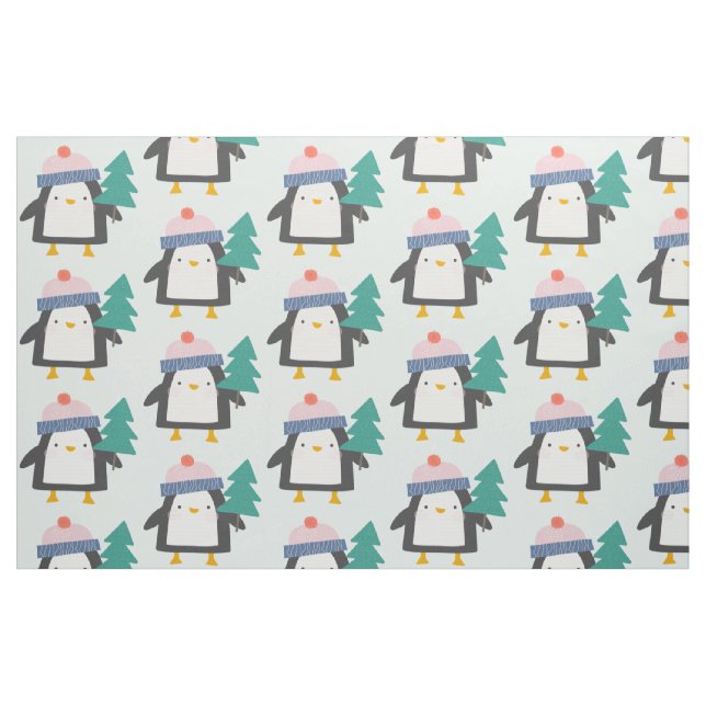 Cute jul Penguin Mönster i Teal Mint Tyg (Fat Quarter)