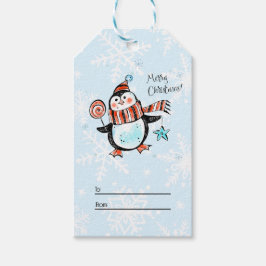 Cute jul Penguin Presentetikett