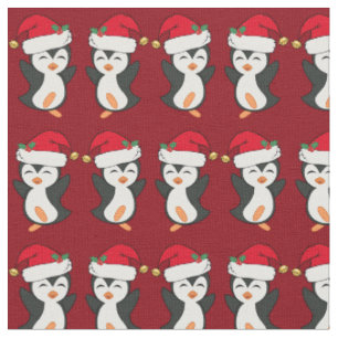 Cute jul Penguin Red Helgdag Tyg
