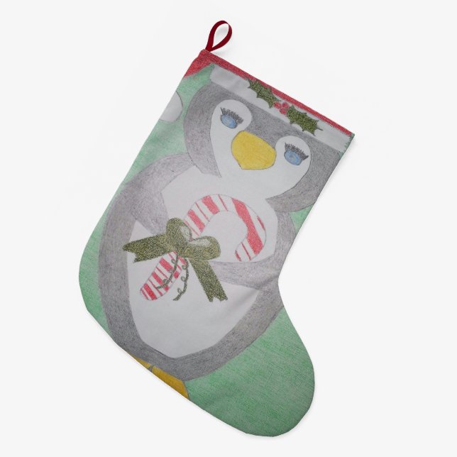 Cute jul Penguin Stocking Stor Julstrumpa (Framsidan (Hängande))