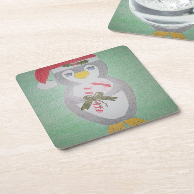 Cute jul Penguin Underlägg Papper Kvadrat (Vinklad)