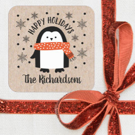 Cute jul Penguin Winter Helgdag Stickers Fyrkantigt Klistermärke