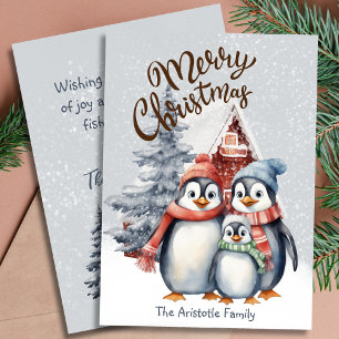 Cute jul Penguins-familjens Helgdag - platt kort