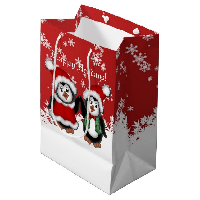 Cute jul Penguins Gift Bag (Framsidan Vinklad)