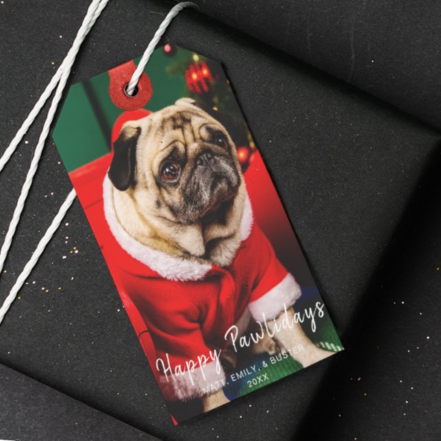 Cute jul Peppy Hund Pet Photo Älskare Red Grönt Presentetikett (Skapare uppladdad)