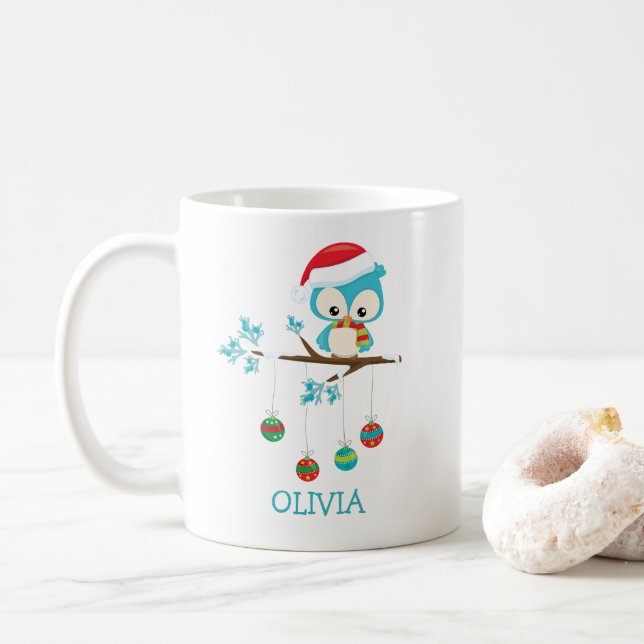 Cute jul-Personligen i Uggla, jul-Mugg Kaffemugg (Med munk)