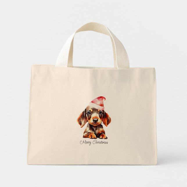 Cute Jul Pet Dachshund Puppy Mini Tygkasse (Framsidan)