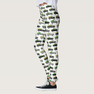 Cute Jul Pickupare Lastbilar Träd Helgdagar Julaf Leggings